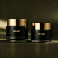 Pot en verre noir mat de luxe avec couvercle hermétique pour crème pour le visage haut de gamme, sérum, liquide, sucre, médicaments, bijoux, rangement, cadeau