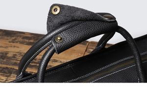 Genuine Leather Foldable Portable Large Capacity Weekender <b>Duffel</b> <b>Bag</b> with Zipper Closure and Shoulder Strap for Travel - Product Image 6