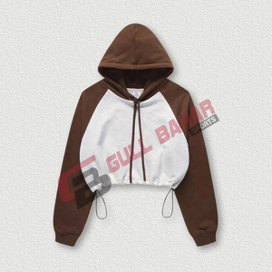 เสื้อฮู้ดครอปผู้หญิงรุ่นใหม่ 25/26 สำหรับฤดูหนาว ปรับแต่งได้ ปักโลโก้ด้านหน้า ผ้าโพลีเอสเตอร์/คอตตอนคุณภาพสูง ระบายอากาศได้ดี - Product Image 2