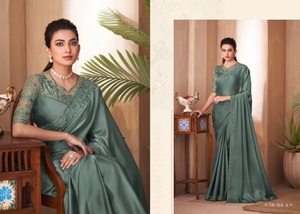 Belle soie de verre doux tissu fantaisie Saree fête porter des vêtements indiens et pakistanais pour la vente en ligne - Product Image 5