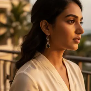 Women's 925 <b>Silver</b> Smoky Quartz Dangle <b>Earrings</b> with Freshwater <b>Pearl</b> 18K Gold Plated Pendant/Drop Jewelry - Product Image 3