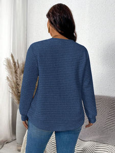 Sweat-shirt personnalisé pour femmes style perlé Sweat-shirt tricoté gaufré de couleur unie tricoté gaufré pour dames - Product Image 2