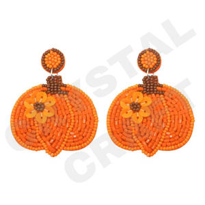 ต่างหูลูกปัดสีส้มแบบทัชดาวน์สำหรับผู้หญิงต่างหูลูกปัดแก้วห้อยแบบสัมผัส - Product Image 3