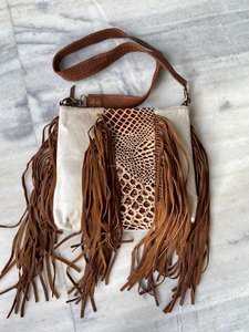 Bolso bandolera con flecos de cuero de vaca a mano de alta calidad para mujer, monederos de hombro de vaquera de cuero genuino a la moda - Product Image 3