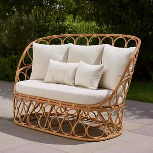 Banco de ratán con marco de madera maciza, tejido tradicional duradero para un cómodo comedor al aire libre, dormitorio, apartamento, casa de campo, Villa - Product Image 4