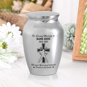 Urna de béisbol personalizada para cenizas humanas, recuerdo, regalos, pérdida de un ser querido, urnas para cenizas humanas, tamaño personalizado, Plata - Product Image 4