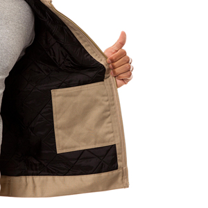 แจ็กเก็ตแบบมีซิปคอตั้งสไตล์ลำลองสำหรับผู้ชายเสื้อกั๊กโพลีเอสเตอร์ผ้าฝ้ายน้ำหนักเบาย้อมธรรมดา - Product Image 5