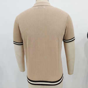 Polo en maille à manches courtes pour homme, logo personnalisé en gros, maille ajourée, polo en maille pointelle - Product Image 3