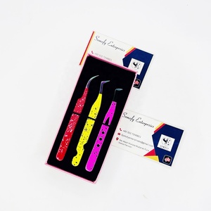 Somofy Enterprises Professional Eyelash Tweezers <b>Set</b> Stainless Steel Precision <b>Tools</b> Custom Logo Packaging Red/Yellow/<b>Pink</b> - Product Image 6