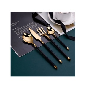 Juego de cubiertos chapados en oro de acero inoxidable, con mango de mármol, conjunto de cubiertos de Metal, novedad - Product Image 4