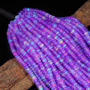 Perles d'opale de feu de lavande de haute qualité à facettes Rondelle perles en vrac perles d'opale éthiopienne naturelle pierres précieuses en vrac faisant des bijoux - Product Image 6