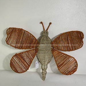 Joyful Orange Seagrass Butterfly Wall Hanging Ornaent Handwoven Seagrass Butterfly Decor Accent For Kids And Nursery Room - Product Image 2