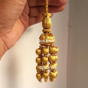 Cuentas de Madera Doradas con Borla, Cordón de Hilo Metálico Dorado Hecho a Mano para Vestimentas de Iglesia y Decoración de Rochet, Hecho a Medida, Alta Calidad - Product Image 1