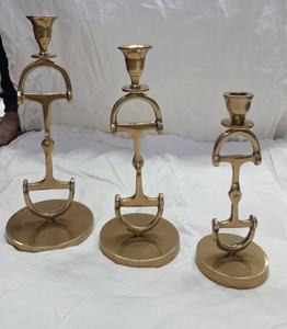 Soporte de vela de pilar con broca de caballo dorado para candelero, decoración de mesa para fiestas de boda, portavelas decorativo, estilo ecuestre - Product Image 1