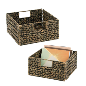 Organisateur de panier en jacinthe noire Solution impressionnante pour organiser les placards, les buanderies, les bureaux à domicile et les cuisines - Product Image 1