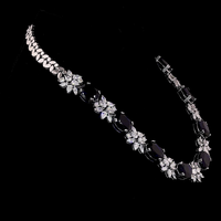 Collier Saphir Bleu Poire Blanche Diamants de Laboratoire 14K Or Blanc Coffret Cadeau de Mariage avec Boucles d'Oreilles Étincelantes Certifiées IGI