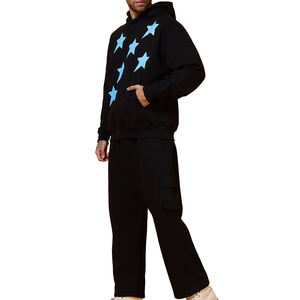 Ensemble de survêtement à capuche en coton noir personnalisé pour hommes, ensemble de sweats à capuche de haute qualité, pantalon de survêtement coupe ample, ensemble de sweat à capuche d'hiver - Product Image 4