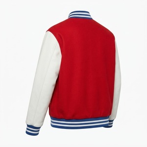 Red White <b>Baseball</b> Bomber <b>Jacket</b> <b>for</b> <b>Men</b> Women Personalized Team Letterman Coat Snap Button College Sportswear Rib Uniform - Product Image 6