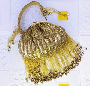 Bolso de Fiesta Étnico Hecho a Mano, Tipo Potli Batua, con Cuentas, Diseño de Piedras, Correa Dori, Forro de Algodón, Multifuncional y Moderno - Product Image 2