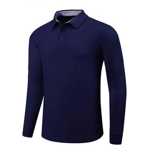 เสื้อโปโลผู้ชายผ้าถัก220gsm สแปนเด็กซ์ผ้าฝ้ายยืดหยุ่นสูงระบายอากาศได้ดีสีพื้นปรับแต่งได้ - Product Image 2
