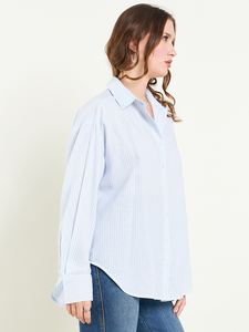 Camisa de manga larga veraniega a rayas de algodón hecha a medida con tapeta delantera y trasera adecuada para clientes boutique y revendedores - Product Image 3