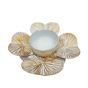Soporte de luz en T con forma de flor de hierro, candelabro de diseño clásico de color blanco y dorado, linternas para Decoración de mesa - Product Image 1