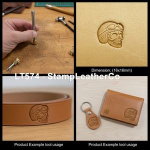แสตมป์หนัง LT574สำหรับหมวกกันน็อคนักขี่จักรยานขนาด16x16มม. กะโหลกศีรษะ (5/8 "x 5/8") หนังงานฝีมือ" - Product Image 1