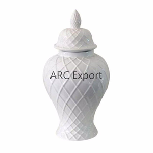 Tarro de jengibre de metal blanco y dorado, tarro de jengibre de latón de forma redonda de lujo con tarro de almacenamiento grande de calidad superior - Product Image 6