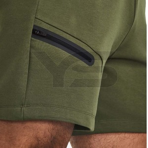 กางเกงวิ่งขาสั้นผ้าฝ้ายออร์แกนิคของผู้ชายกางเกงขาสั้นออกกำลังกายแบบลำลองผ้าฟลีซแบบสีทึบมีกระเป๋าสำหรับฤดูร้อนออกแบบได้ตามต้องการ - Product Image 6