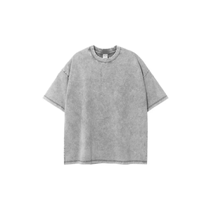 Nouveau design coton Jogging Gym coupe ample t-shirt surdimensionné manches courtes lavage à l'acide hommes t-shirts - Product Image 2