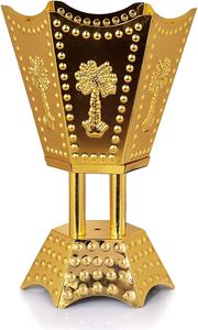 Gold Patterned Incense Burner Set Mabkhara <b>Oud</b> <b>Bakhoor</b> Censer Traditional Arabian Tabletop Home Fragrance Gift - Product Image 5