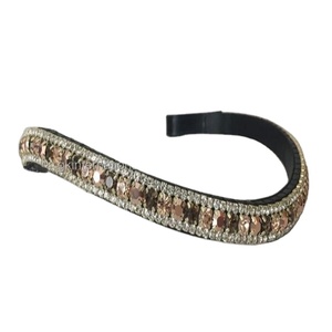 Banda de cristal de lujo para cejas, Topacio ahumado claro, melocotón y Capri, color dorado, negro, inglés, de cuero, en todos los tamaños - Product Image 1