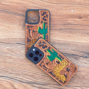 ใหม่Handmadeสไตล์Toolledหนังเคสโทรศัพท์ส่วนบุคคลVINTAGE LUXURYคุณภาพสูงToolledดอกไม้สําหรับIPhone 15 PRO MAX - Product Image 2