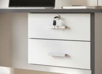 Modern eenvoudig bureau van PU-oppervlak, 15mm spaanplaat MDF, grijs, 2 laden met slot, WT302, geschikt voor studiecentrum, school, thuiskantoor.
