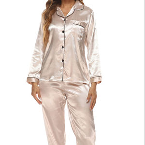 Nuevo Pijama de Otoño Invierno para mujer, pijama de manga larga, pijama de seda de leche para mujer, ropa de dormir sólida, ropa de descanso suave para mujer - Product Image 1