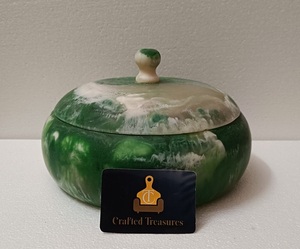 Recipientes Redondos de Resina de Primera Calidad para Almacenamiento de Alimentos con Tapa, Caja de Joyería Turquesa con Efecto Mármol, Hecha a Mano al Mejor Precio - Product Image 4