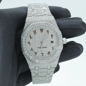 Reloj de Lujo para Hombre, Estilo Hip Hop, con Diamantes Moissanite, Plata de Ley 925 con Baño de Platino, Movimiento de Cuarzo, Joyería de Moda - Product Image 1
