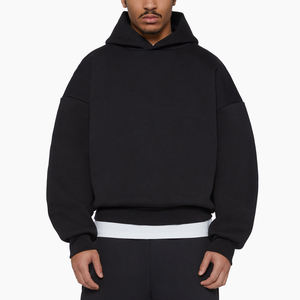 Venta al por mayor de logotipo personalizado de alta calidad 100% algodón de peso pesado de gran tamaño de los hombres 360 GSM recortada Boxy Fit Sudadera con capucha para los hombres - Product Image 4