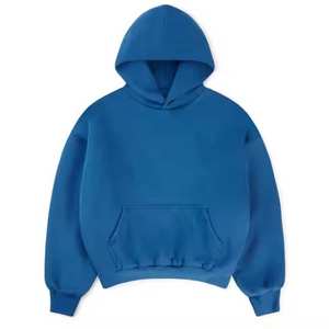 Sudadera con capucha azul para hombre, de forro polar suave, cálida, informal, cómoda, de invierno, diseño liso, manga larga, ajuste cómodo para uso diario. - Product Image 1