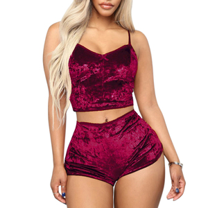 Women's <b>Sexy</b> Slim-Fit V-Neck Solid Embroidered Lingerie Casual Two-Piece Underwear <b>Set</b> Sleeveless Top and Shorts for Winter - Product Image 6