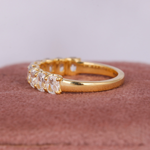 Personnalisable argent plaqué or laboratoire cultivé diamant coussin coupe demi éternité alliance Style tendance bijoux de fiançailles - Product Image 5