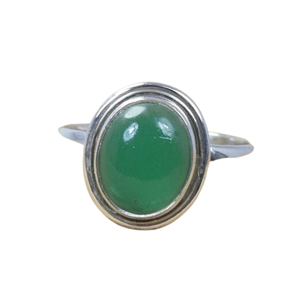 Anillo hecho a mano de Plata de Ley 925 sólida de piedra preciosa cabujón de ónix verde natural joyería de plata esterlina 925 anillo estampado joyería - Product Image 1
