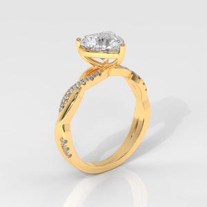 แหวนเพชรรูปหัวใจสีเหลืองทอง1.00CT 10K สำหรับผู้หญิงแหวนหมั้นแบบเพชรแบบคลาสสิกสไตล์อินฟินิตี้สำหรับครบรอบ - Product Image 3