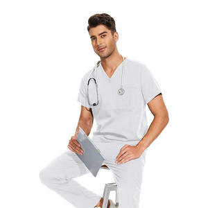 Alta calidad verde musgo azul marino azul real negro blanco estiramiento hombres Unisex Pantalones rectos uniformes Hospital enfermera Scrubs Set - Product Image 3