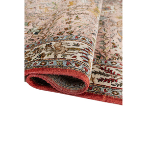 Alfombra de Seda Anudada a Mano Gulmarg, Diseño Floral Rojo y Naranja, Rectangular, para Sala de Estar, Modelo Puzzle-Pae-6436 - Product Image 2