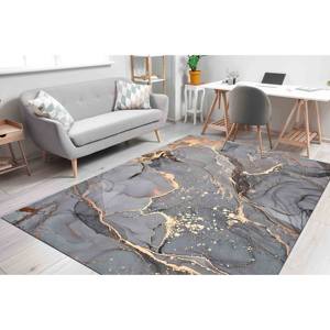 พรมหินอ่อนสีเทาและสีทอง: พรมปูพื้นที่ทันสมัย, พรมบางๆแบบไม่ทอ - Product Image 3