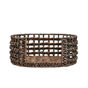 Venta al por mayor, cama para mascotas ovalada de tejido abierto de jacinto de agua Natural tejido a mano bohemio con cojín suave, buen precio de Vietnam - Product Image 3