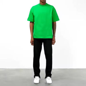 เสื้อยืดโอเวอร์ไซส์สำหรับผู้ชายผ้าคอตตอน220gsm โอเวอร์ไซส์ไหล่ตกสไตล์ใหม่ผ้าคอตตอน100% - Product Image 1