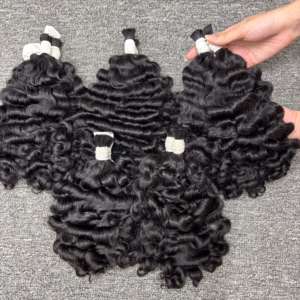 Extensiones de cabello rizado Remy virgen vietnamita de alta calidad, precio al por mayor de fábrica sin procesar a granel, extremos dobles dibujados para trenzar - Product Image 2