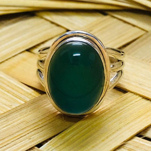 Green Onyx Gemstone <b>Ring</b> for <b>Men</b> 7.3 Grams Platinum Geometric Pattern Rhodium Plated Set in Fine Jewelry Everyday Wear - Product Image 1